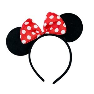 Red Polka Dot Bow Minnie Mouse Ears Headband